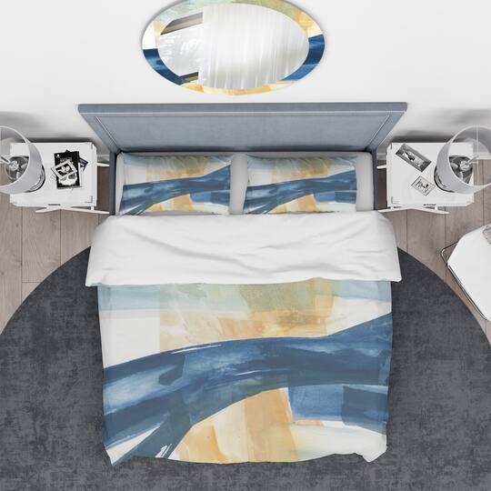 Designart 'Indigo Panel III' Geometric Bedding Set - Duvet Cover & Shams